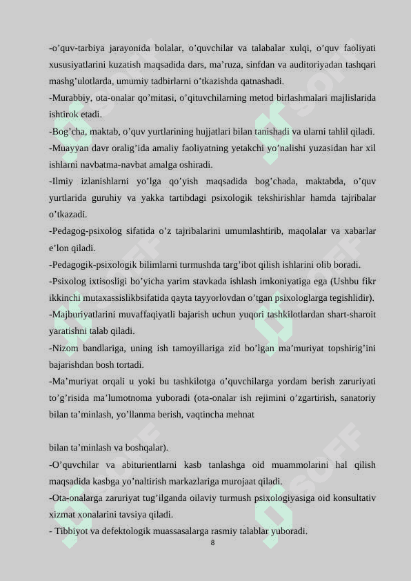 Psixolog ish joyini tashkil qilish, psixologik kabinet 8