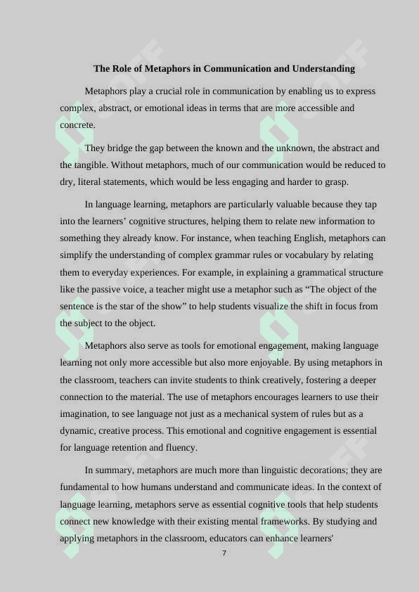 Using metaphors in the English classes 7