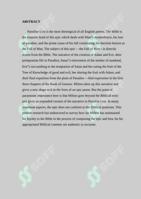 The peculiarity of the literary treatment of the plot of the fall in Paradise Lost' Milton's poen 3