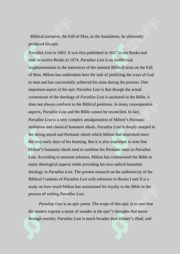 The peculiarity of the literary treatment of the plot of the fall in Paradise Lost' Milton's poen 7