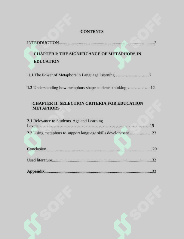 “Selection of education metaphors for using at the English classrooms“ 2