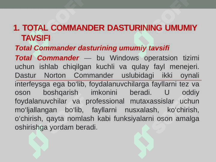 Total Commander qobiq dasturi                imkoniyatlari 3