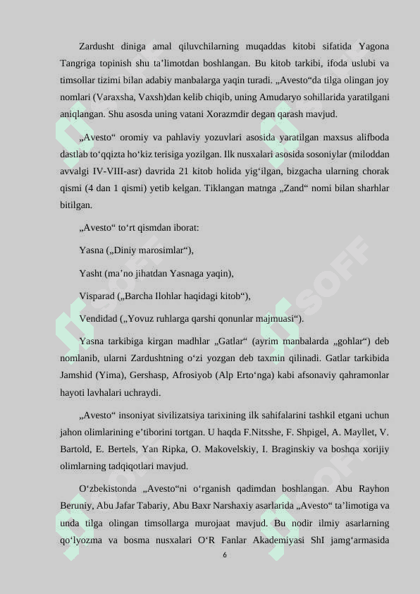 AVESTO - QADIMIY YOZMA YODGORLIK VA UNING AHAMIYATLARI 6