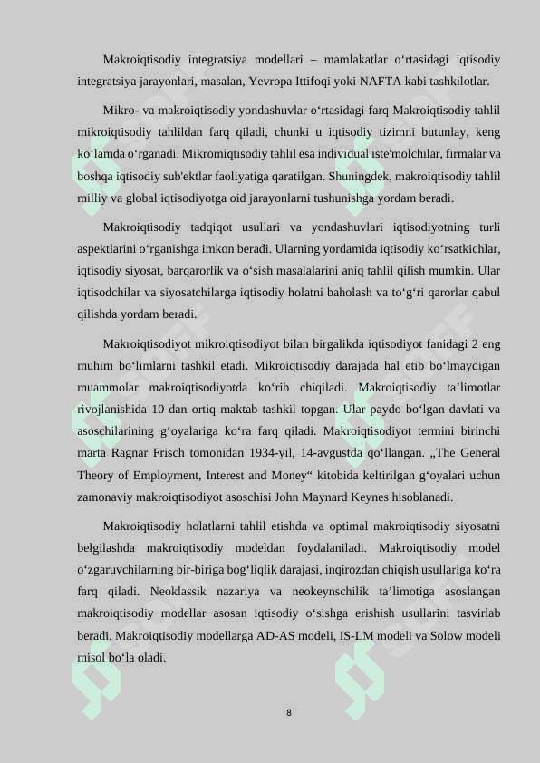 MAKROIQTISODIY TAXLIL VA UNING VAZIFALARI 8