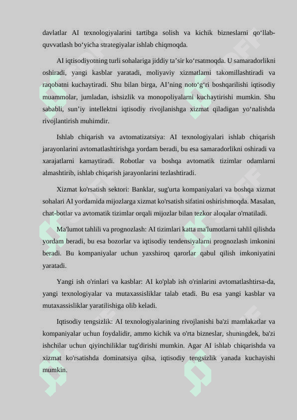 SU'NIY INTLILEKT (AI) VA UNING IQTISODIYOTGA TA'SIRI 3