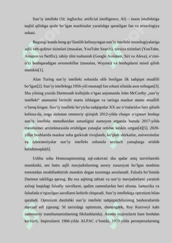 SU'NIY INTLILEKT (AI) VA UNING IQTISODIYOTGA TA'SIRI 4