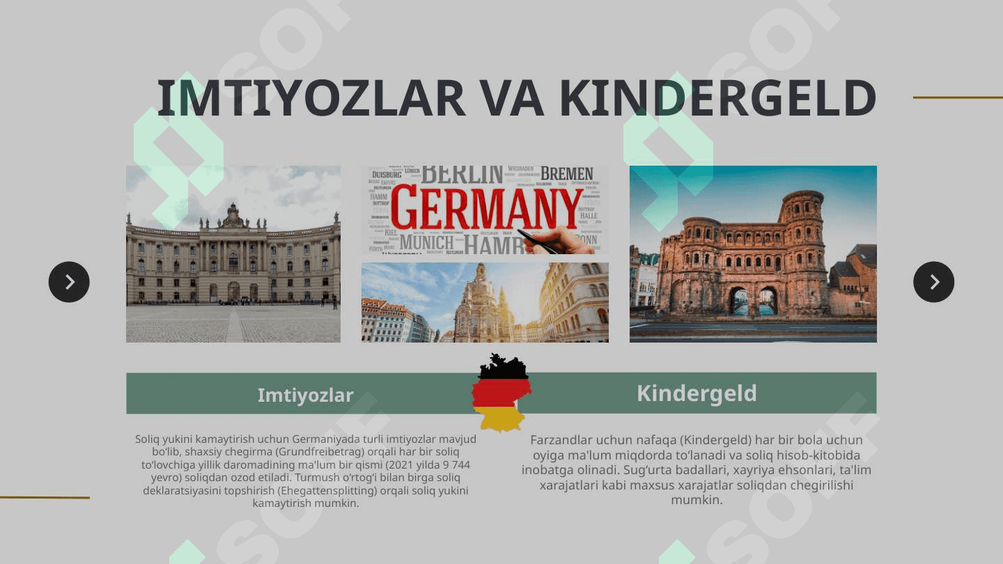 GERMANIYA DAROMAD SOLIG‘I  STAVKASI TO‘LASH TARTIBI VA IMTIYOZLARI 4