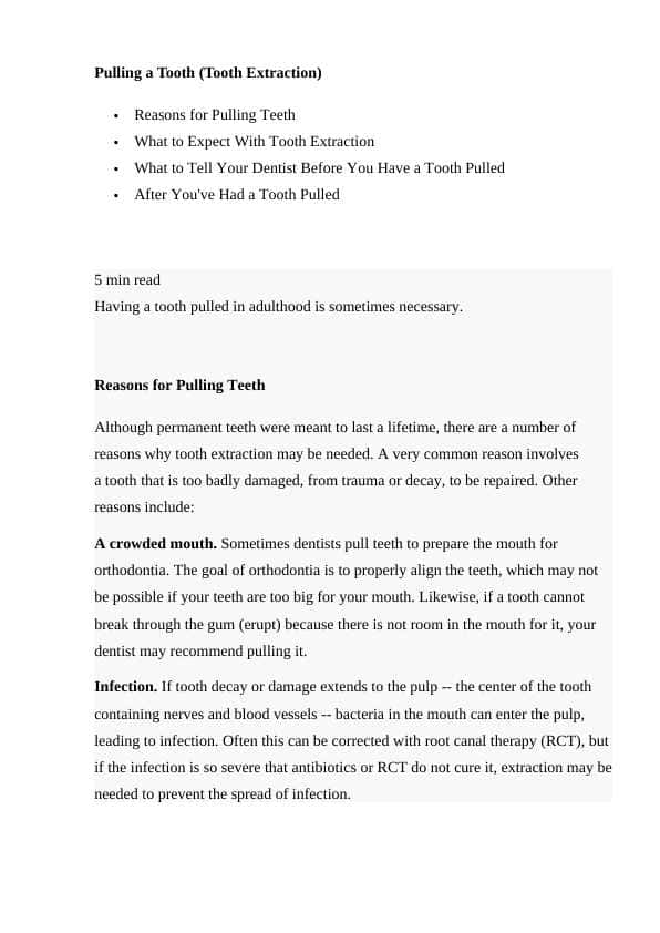 Pulling a Tooth (Tooth Extraction) 1
