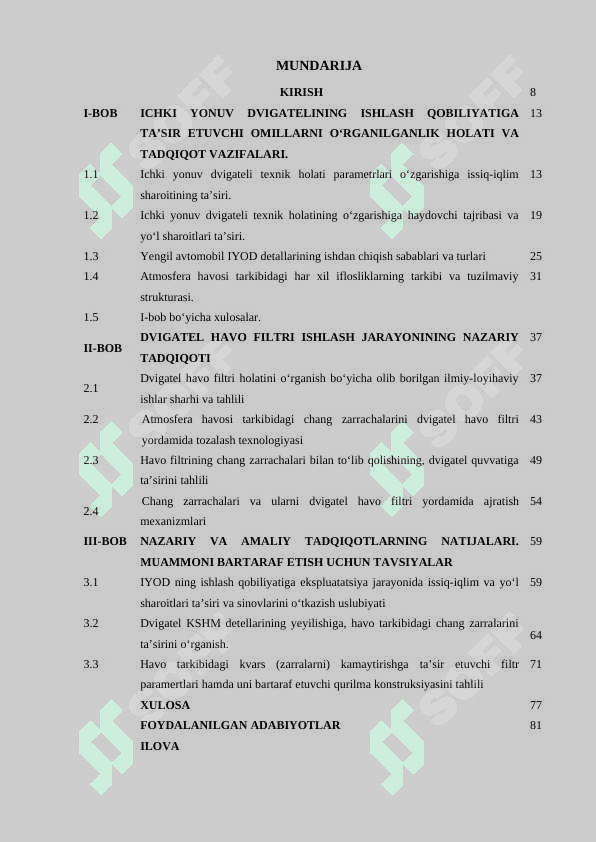 YENGIL AVTOMOBILLARNING ICHKI YONUV DVIGATELINI ISHLASH QOBILIYATINI EKSPLUATATSIYA QILISH JARAYONIDAGI O‘ZGARISHINI TADQIQ QILISH 2