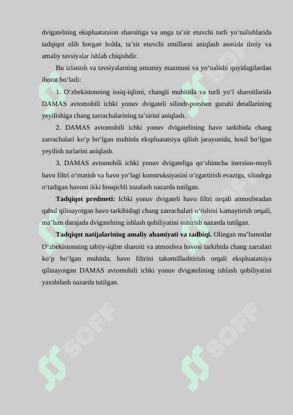 YENGIL AVTOMOBILLARNING ICHKI YONUV DVIGATELINI ISHLASH QOBILIYATINI EKSPLUATATSIYA QILISH JARAYONIDAGI O‘ZGARISHINI TADQIQ QILISH 5