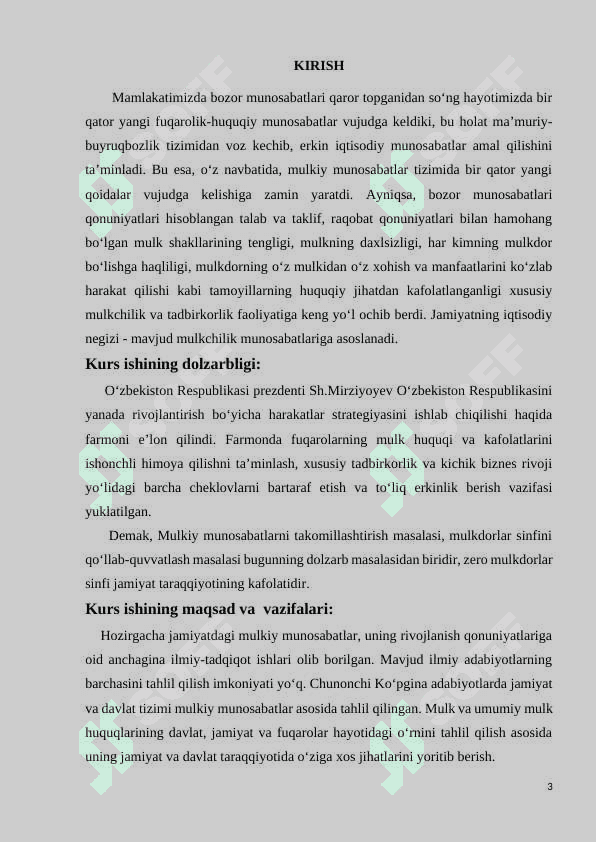 Fuqarolik huquqida mulk huquqi tushunchasi va uning ahamiyati. 3