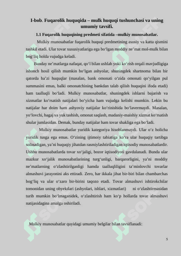 Fuqarolik huquqida mulk huquqi tushunchasi va uning ahamiyati. 5
