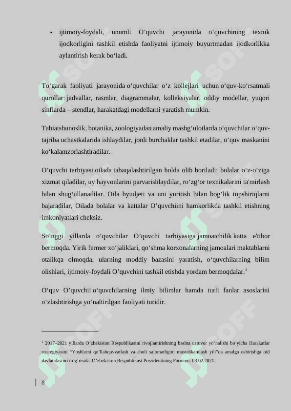 O‘QUVCHILARNI HAR TOMONLAMA JISMONIY RUXIY MA'NAVIY-AXLOQIY RIVOJLANTIRISH ORQALI IJTIMOIY  HAYOTGA MOSLASHTIRISH. 8