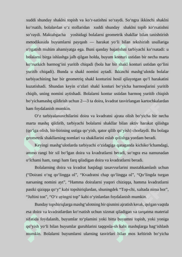 Bolalarning predmetlar shakli va geometrik shakllarni idrok qilishning o‘ziga xos xususiyatlari 6
