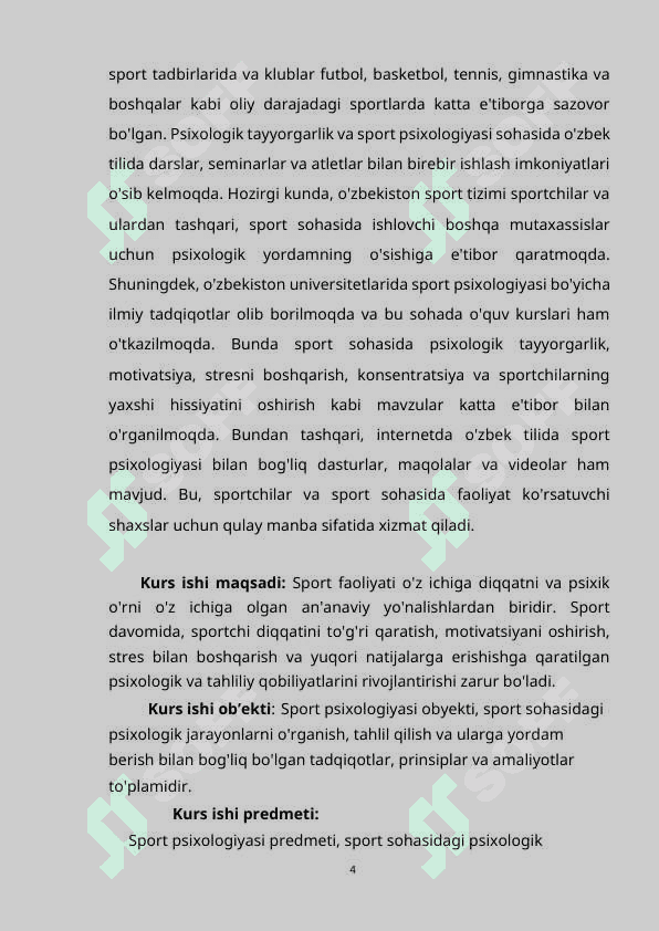 Diqqatning sport faoliyatida psixik o'rni. 4