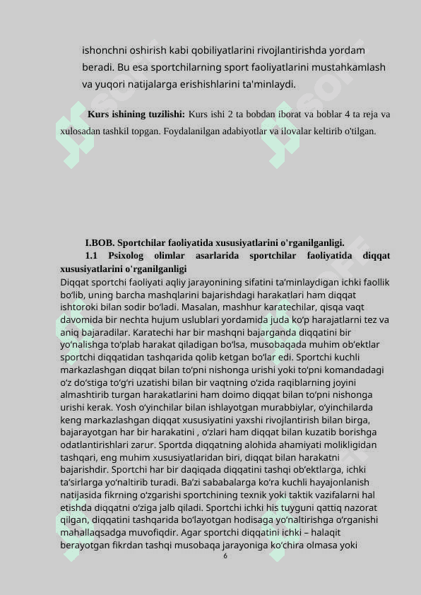 Diqqatning sport faoliyatida psixik o'rni. 6