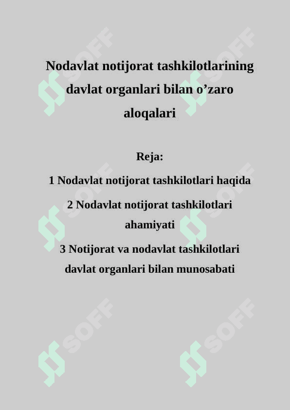 Nodavlat notijorat tashkilotlarining davlat organlari bilan o’zaro aloqalari 2