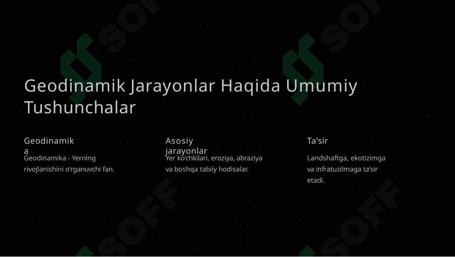 Geodinamik Jarayonlar: Yer Ko'chkilari, Eroziya va Abraziya 2
