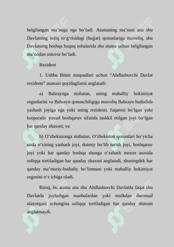 XALQARO SOLIQQA TORTISHDA O‘ZBEKISTON RESPUBLIKASI VA BAHRAYN DAVLATI O‘RTASIDA IKKI YOQLAMA SHARTNOMA O‘RNI 7