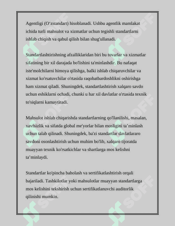 STANDART VA UNING TURLARI 5