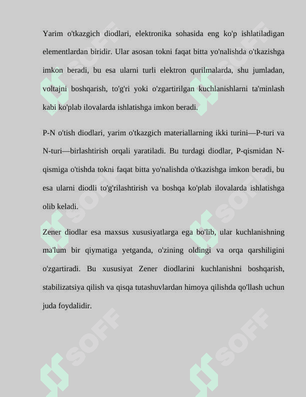 Sxemotexnikaning aktiv diskret elementlari. Yarim o’tkazgich   diodlar, ularning turlari va qo‘llanilishi.  Yarim o’tkazgich diodlar, ularning turlari va qo’llanilishi 3