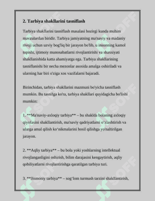 TARBIYA USULLARI VA SHAKLLARI. TARBIYA USULLARINI TANLASHGA QO’YILADIGAN TALABLAR 7