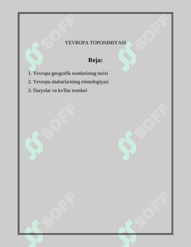 YEVROPA TOPONIMIYASI 2