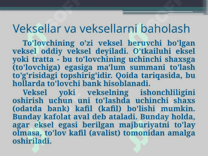 Foiz stavka veksel va obligatsiyalarni baholash 5