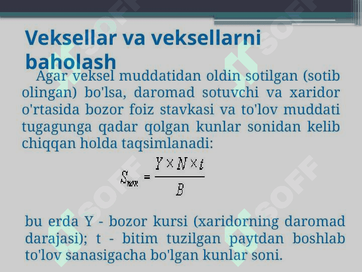 Foiz stavka veksel va obligatsiyalarni baholash 8