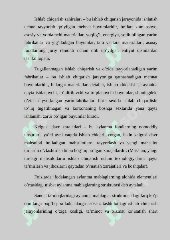 Sanoat ishlab chiqarishning aylanma fondlari va mablag’lari 7