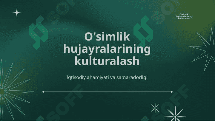 O’simliklar hujayralari kulturalashning iqtisodiy ahamiyati 2