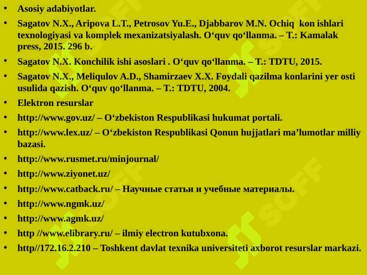 Kon lahimlarini o‘tish texnologiyasi,mexanizatsiyasi va tashkil qilish ishlari 2
