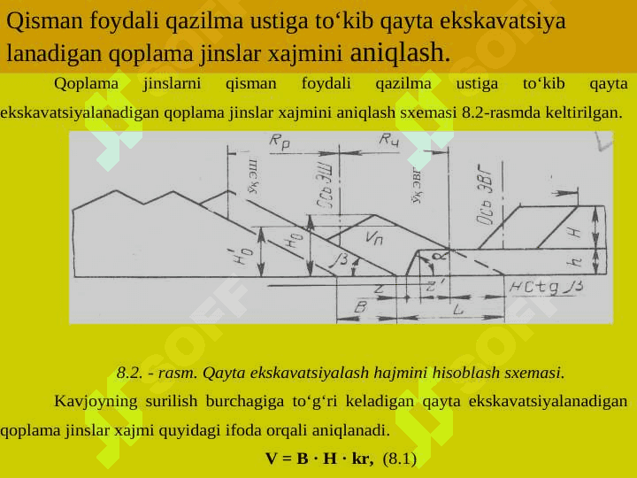 Qazish ishlarida qoplama jinslarni bir cho’michli ekskovatorlar bilan ichki ag’darmaga qayta to’kish texnologiyasi 3