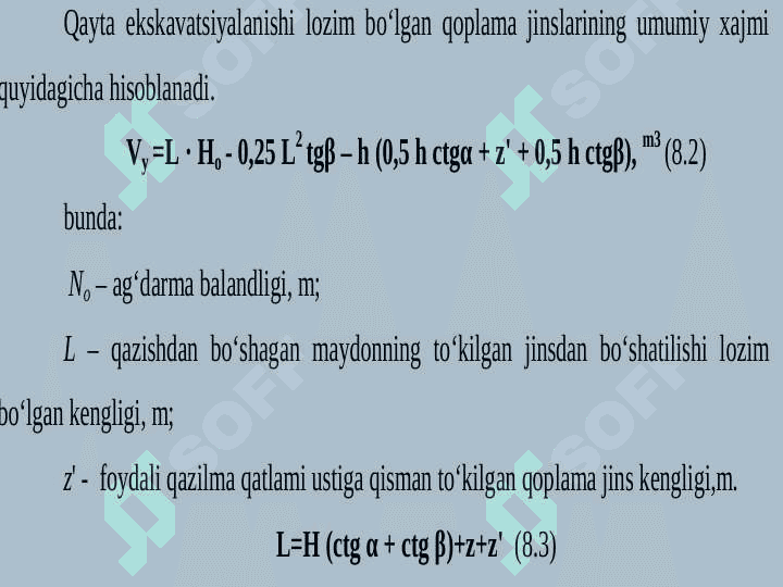 Qazish ishlarida qoplama jinslarni bir cho’michli ekskovatorlar bilan ichki ag’darmaga qayta to’kish texnologiyasi 4