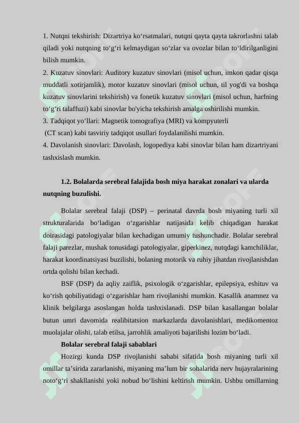 Dizartriya bolalar miya falajlanish kasalligini simptomi sifatida 7