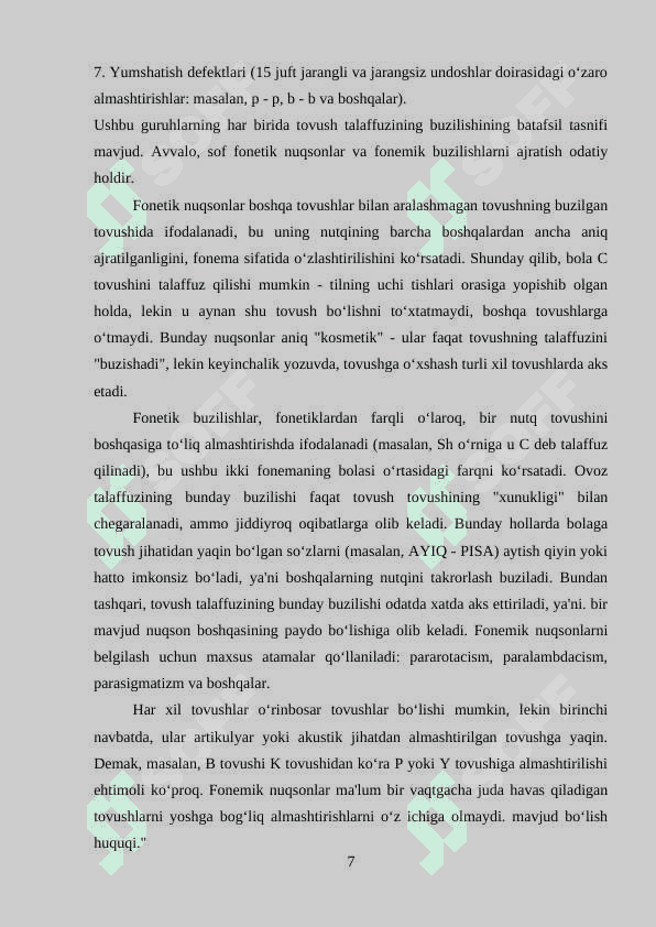 JARANGLATISH VA JARANGSZLANTIRISH DEFEKTLARI VA ULARNI BARTARF ETISH METODLARI 7