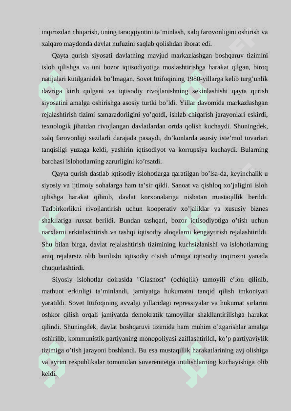 O’zbekistonda sotsializmni isloh qilishga urinish: "qayta qurish" siyosati 3