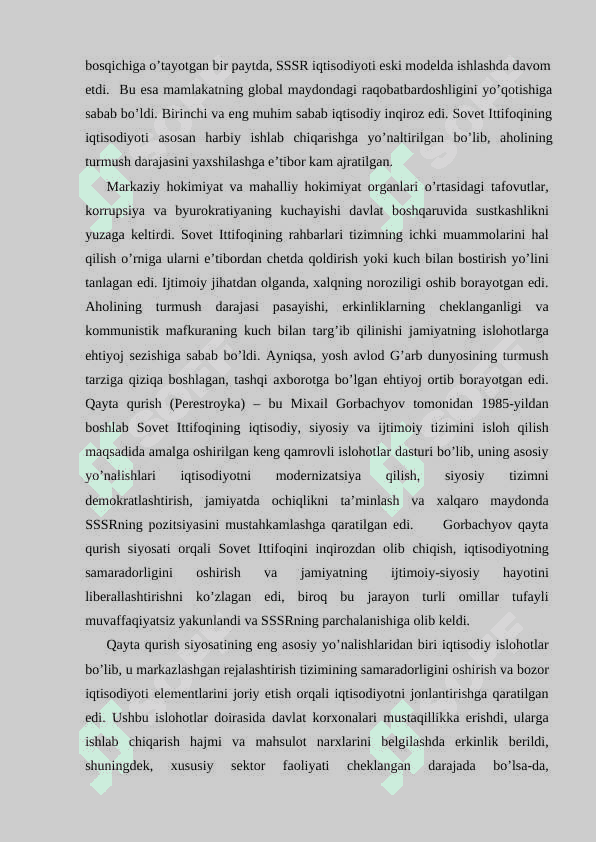 O’zbekistonda sotsializmni isloh qilishga urinish: "qayta qurish" siyosati 6