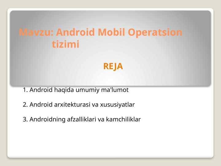 Android Mobil Operatsion              tizimi