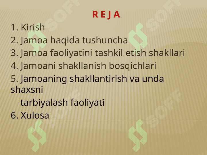 JAMOANI SHAKLLANTIRISHNING                                ISTIQBOL REJALARI 2