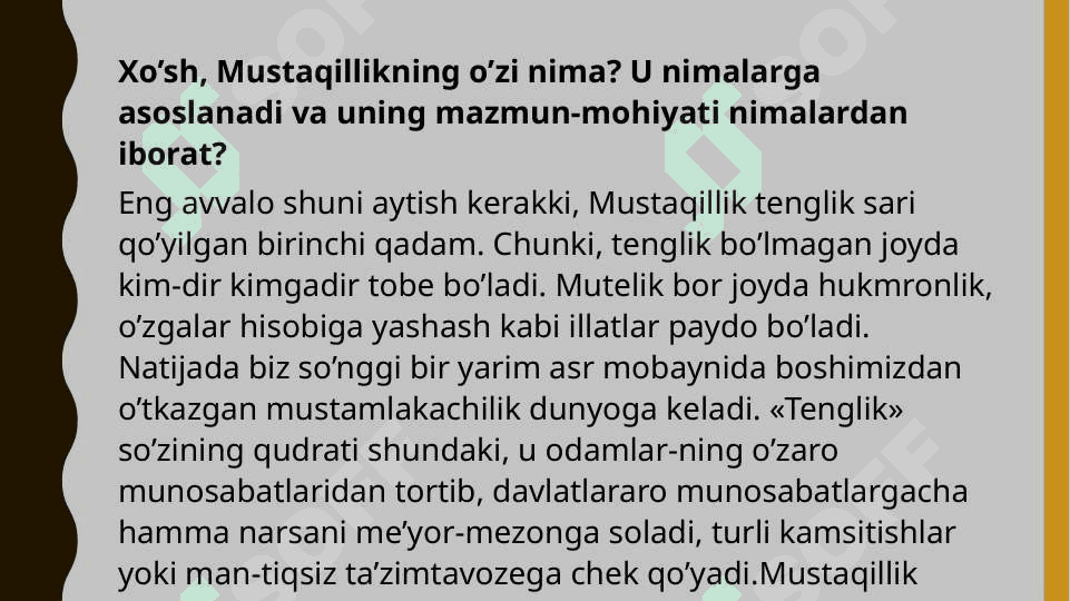 Mustaqillik, mas'uliyat va o'z o'zini nazorat qilish 5