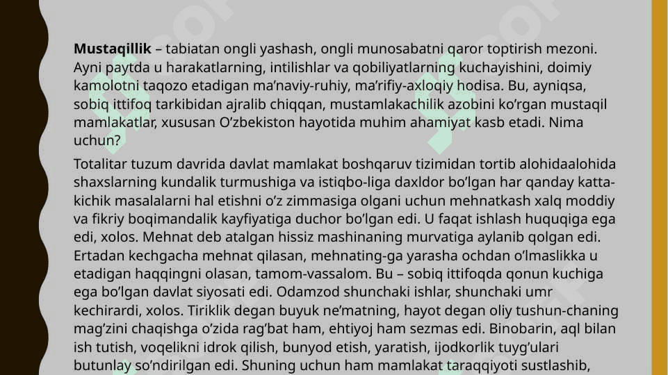 Mustaqillik, mas'uliyat va o'z o'zini nazorat qilish 8