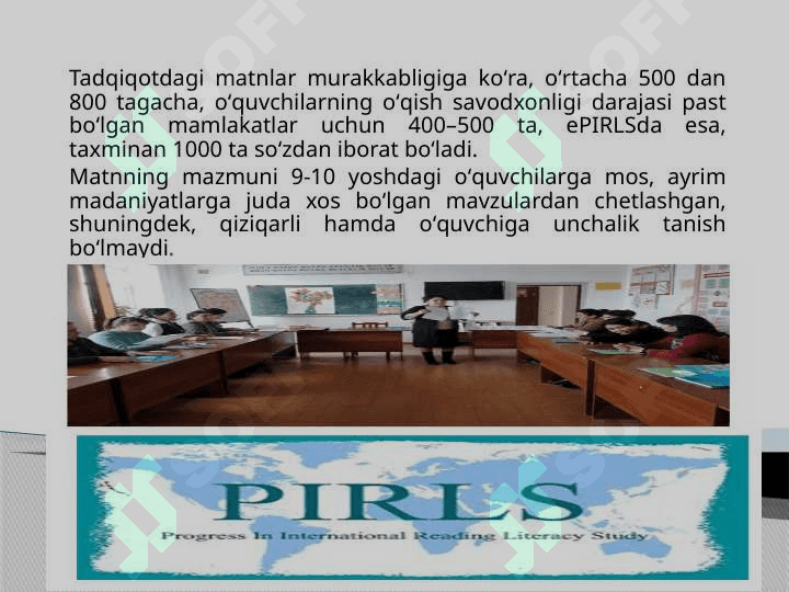 PIRLS xalqaro bahlosh               to’g’risida 8