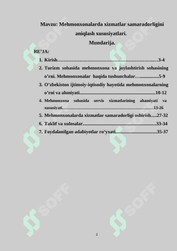 Меhmonxonalarda xizmatlar samaradorligini aniqlash xususiyatlari 2