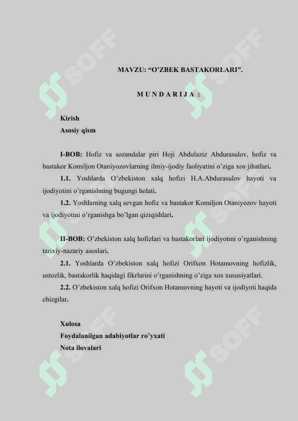 O'ZBEK BASTAKORLARI 2