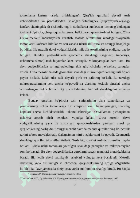 MEZOLIT DAVRI YODGORLIKLARI 7