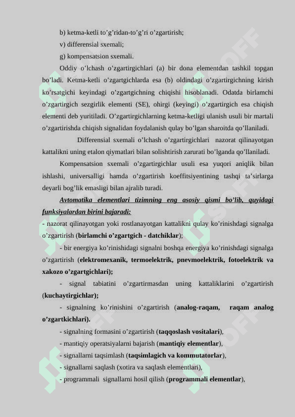 Avtomatikaning texnik vositalari va funksional elementlari xaqida umumiy tushunchalar 4