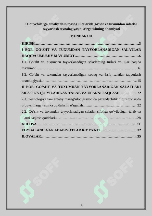 O’quvchilarga amaliy dars mashg’ulotlarida go’sht va tuxumdan salatlar tayyorlash texnologiyasini o’rgatishning ahamiyati 2