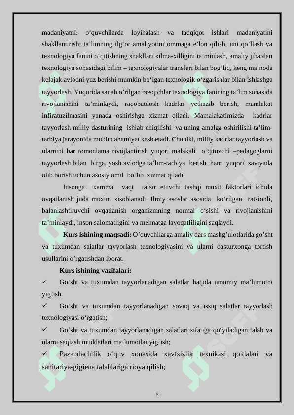 O’quvchilarga amaliy dars mashg’ulotlarida go’sht va tuxumdan salatlar tayyorlash texnologiyasini o’rgatishning ahamiyati 5