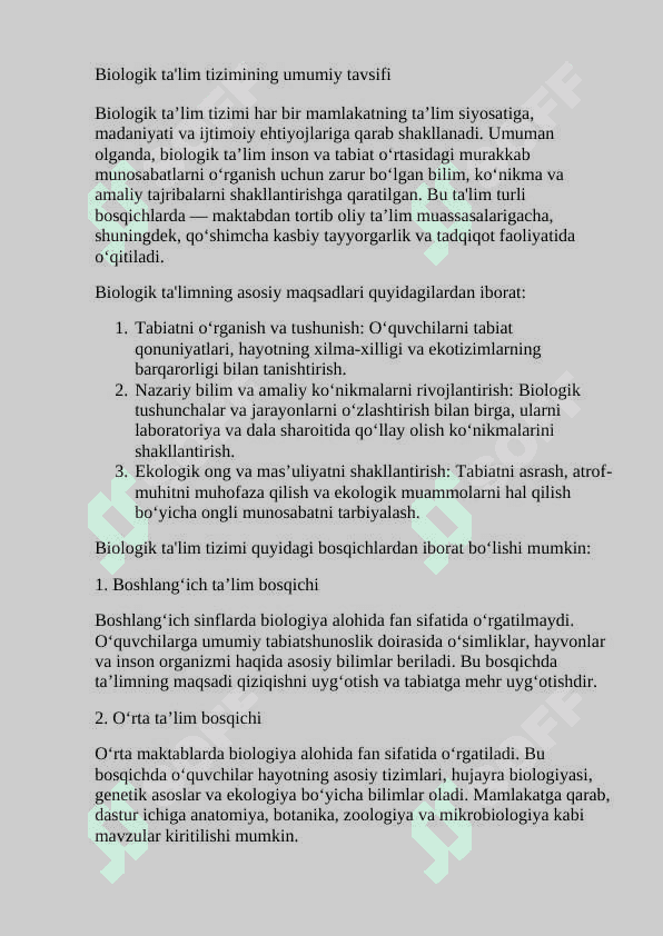 CHET ELLARDAGi  BIOLOGIK TA'LIMNING ÓZIGA XOSLIGI 5